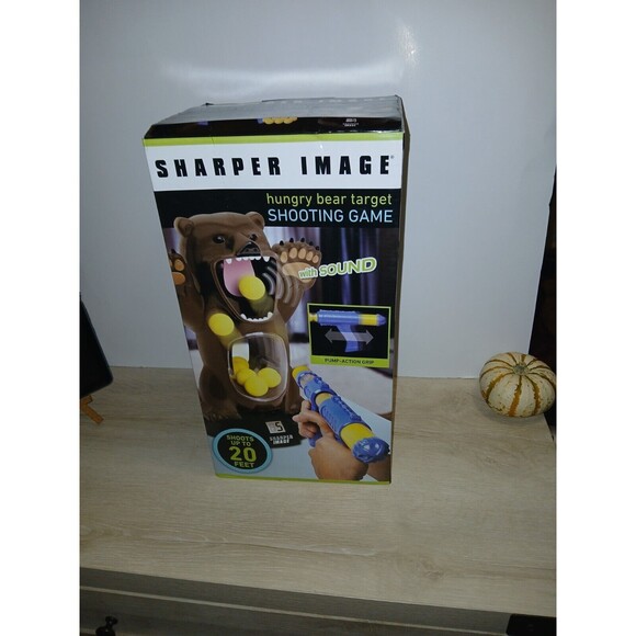 Sharper Image Hungry Bear Target Shooting Game With Box Launcher & 8 Foam Balls - Picture 1 of 16